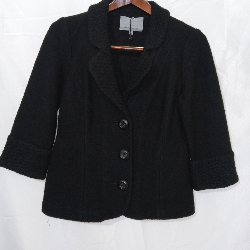 VTG Classiques Entier Boiled  Wool Jacket/ Blazer 3/4 Sleeve Career Office Sz S - Picture 1 of 15